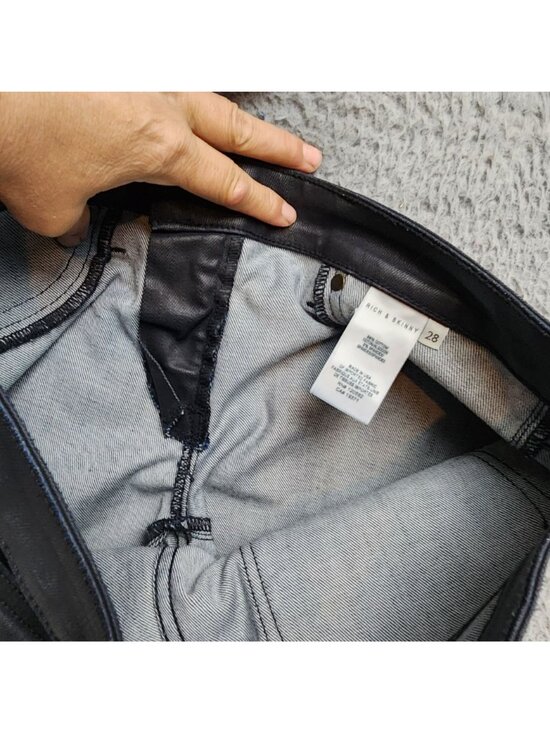 Rich & Skinny Jeans Womens 28 Black Stretch Coated Denim Skinny - Picture 10 of 14